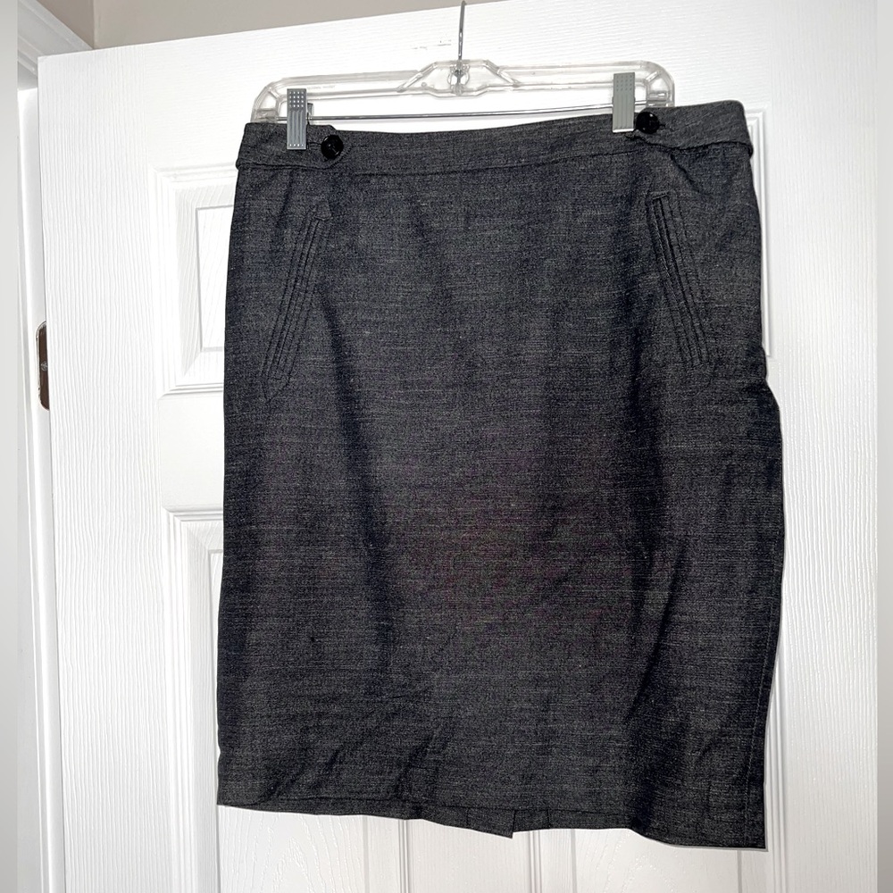 LOFT Blue Grey Charcoal Denim look Pencil Skirt Size 12